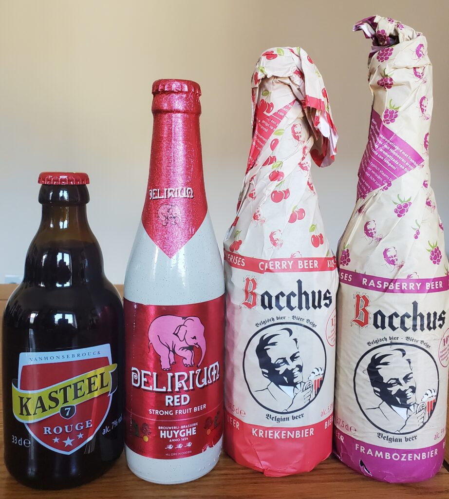 Four bottles of Belgian beer